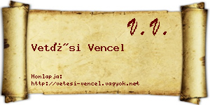 Vetési Vencel névjegykártya